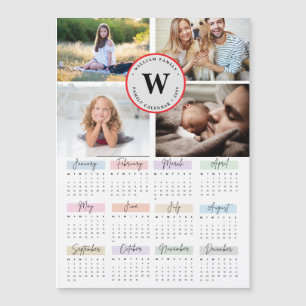 Invitation Magnétique 2025 Famille moderne 4 photo Collage personnalisé