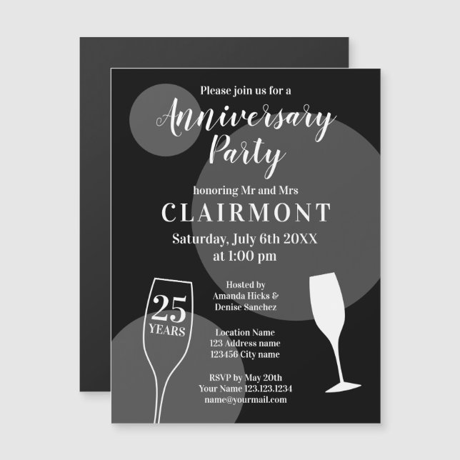 Invitation Magnétique 25e anniversaire du Mariage personnalisé (Devant / Derrière)