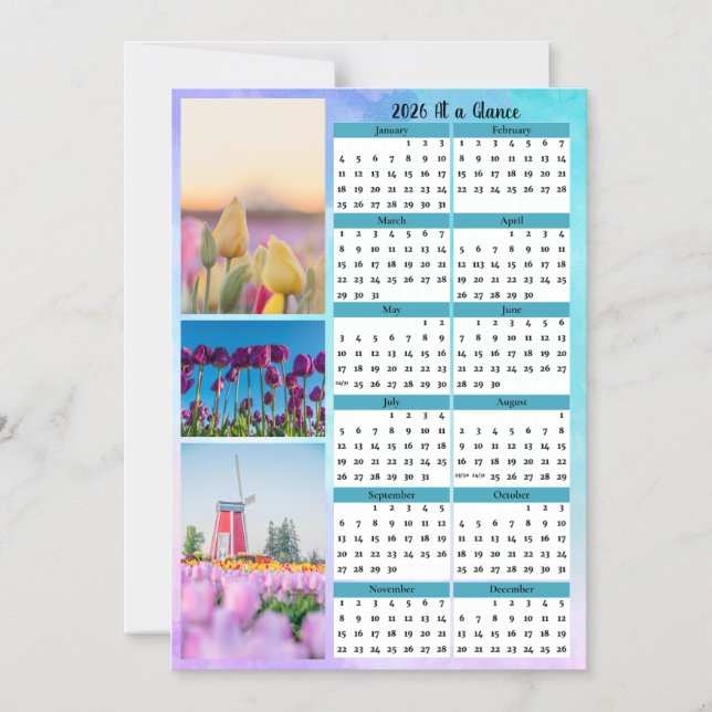 Invitation Magnétique 3 Calendrier Tulipe en un coup d'œil (Recto)