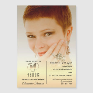 Invitation Magnétique 50 et fabuleux, Elegant Gold 50th Birthday Photo