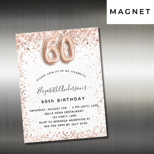 Invitation Magnétique 60e anniversaire rose or blanc éclat luxe