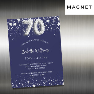 Invitation Magnétique 70e anniversaire marine bleu argent étoiles luxe