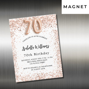 Invitation Magnétique 70e anniversaire rose or blanc élégant luxe
