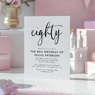 Invitation Magnétique 80   Fête d'anniversaire moderne 80e Noir & Blanc