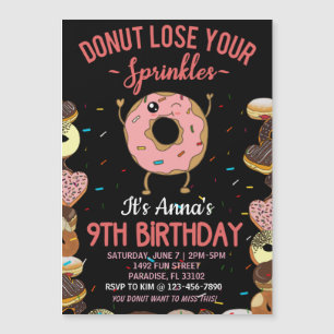 Invitation Magnétique 9e anniversaire Donut Perdre vos asperges filles I