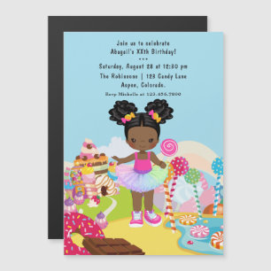 Invitation Magnétique African American Candy Land Fête d'anniversaire