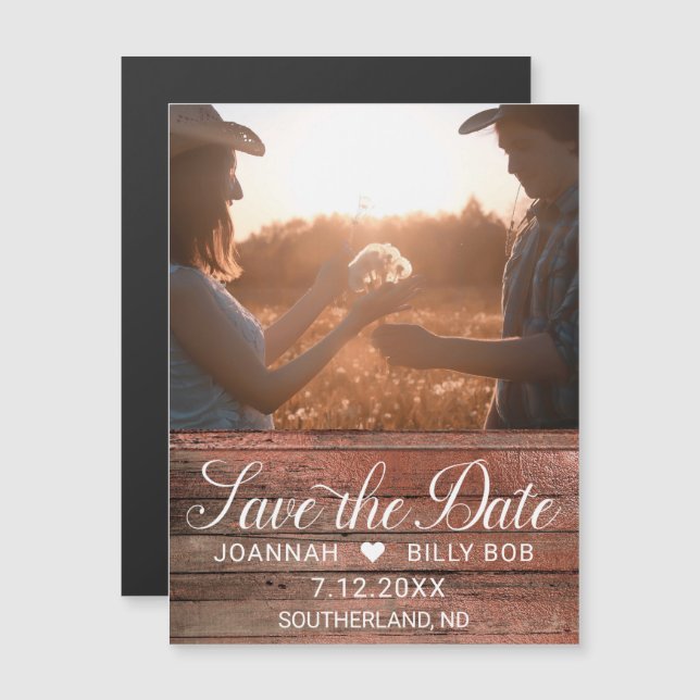 Invitation Magnétique Agritourisme rustique Photo de script blanc modern (Devant / Derrière)