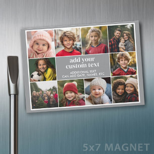 Invitation Magnétique Aimant avec bordure de 10 photos et texte centré -