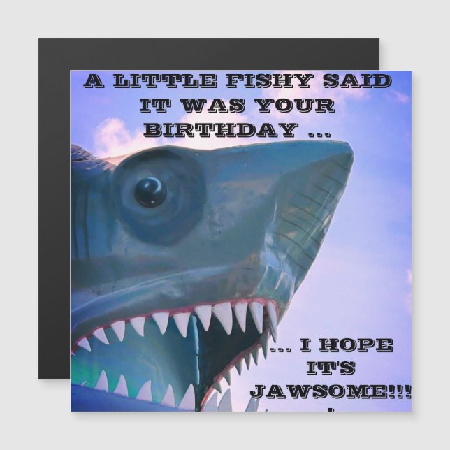 INVITATION MAGNÉTIQUE AIMANT DE PORTE POUR CROISIÈRE SUR LES REQUINS (Devant / Derrière)