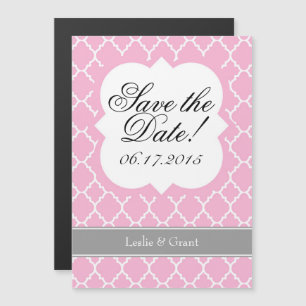 Invitation Magnétique Aimant de sauvegarde à quatre feuilles blanc rose