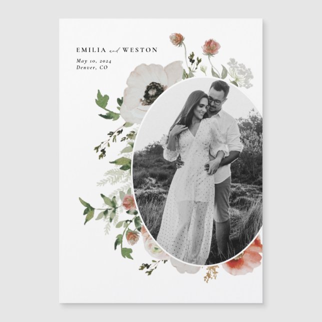 Invitation Magnétique Aimant de sauvegarde de mariage automnal bohème à  (Devant)