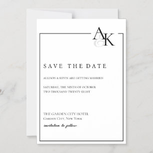 Invitation Magnétique Aimant élégant noir et blanc pour annoncer votre m