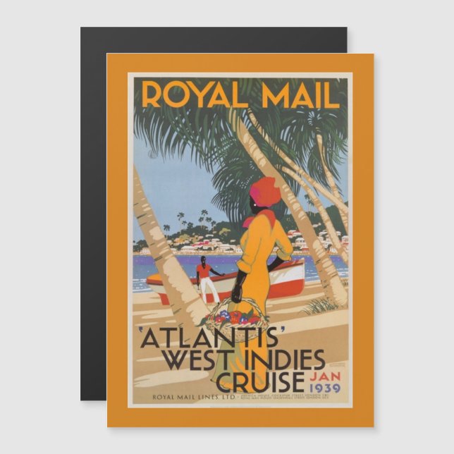 Invitation Magnétique aimant frigo des Caraïbes Vintages (Devant / Derrière)