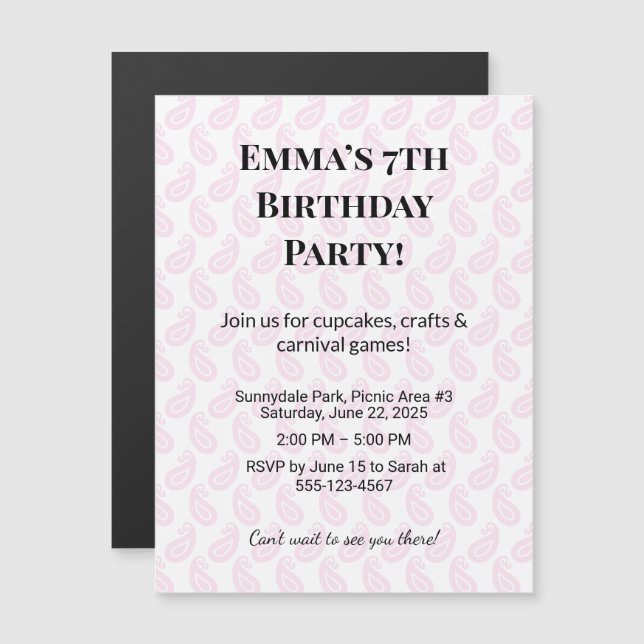 Invitation Magnétique Aimants de sauvegarde de date de fête d'anniversai (Devant / Derrière)