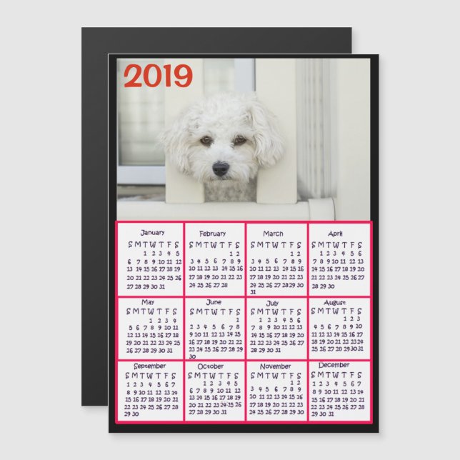 Invitation Magnétique Ajouter une photo à ce calendrier Red 2019 (Devant / Derrière)