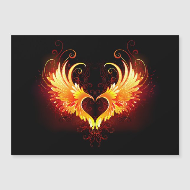 Invitation Magnétique Angel Fire Heart with Wings (Devant)