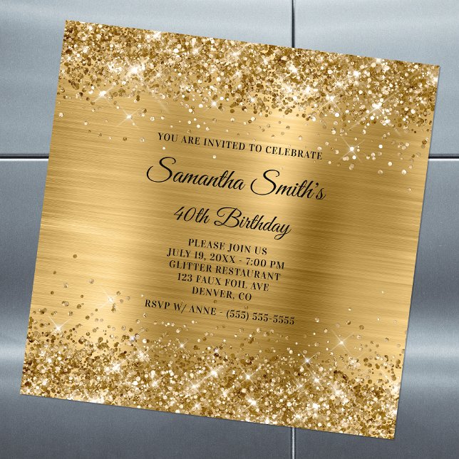 Invitation magnétique anniversaire 40 ans Glittery (Créateur téléchargé)