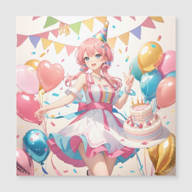 Invitation Magnétique Anniversaire Anime  (Devant)
