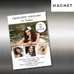 Invitation Magnétique Anniversaire blanc photo collage luxe<br><div class="desc">Créez votre propre collage photo unique. Utilisez quatre,  4 de vos photos préférées. Personnalisez et ajoutez un nom et des détails du parti. Fond blanc.</div>