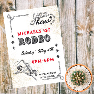 Invitation Magnétique Anniversaire Cowboy Rodeo Western Riding 