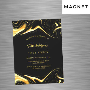 Invitation Magnétique Anniversaire du luxe moderne en or noir