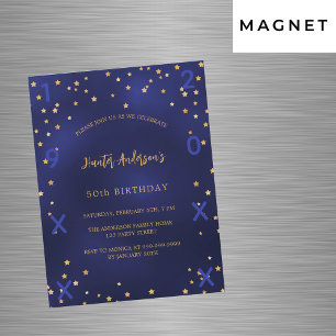 Invitation Magnétique Anniversaire marine bleu or étoiles naissance anné
