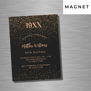 Invitation Magnétique Anniversaire noir confetti année naissance luxe