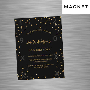 Invitation Magnétique Anniversaire noir étoiles années luxe