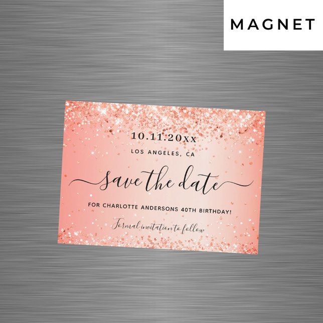 Invitation Magnétique Anniversaire orange parties scintillant enregistre (Créateur téléchargé)