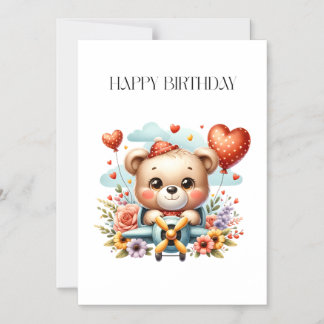 Invitation Magnétique Anniversaire Pilote Ours en Peluche