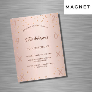Invitation Magnétique Anniversaire rose or étoiles année luxe
