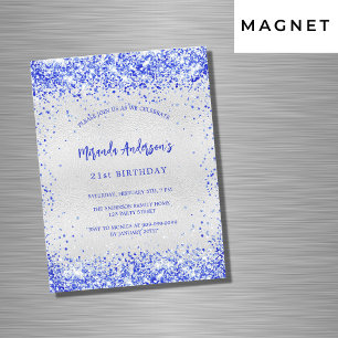 Invitation Magnétique Anniversaire royal bleu scintille luxe