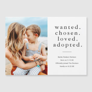 Invitation Magnétique Annonce d'adoption photo minimale aimée adoptée
