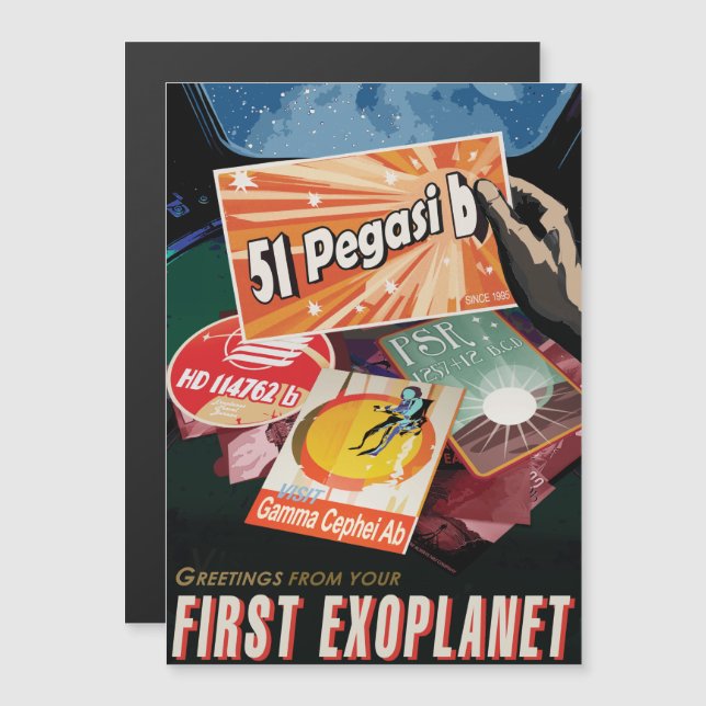 Invitation Magnétique Annonce de voyage Sci-Fi, Planet 51 Pegasi b (Devant / Derrière)