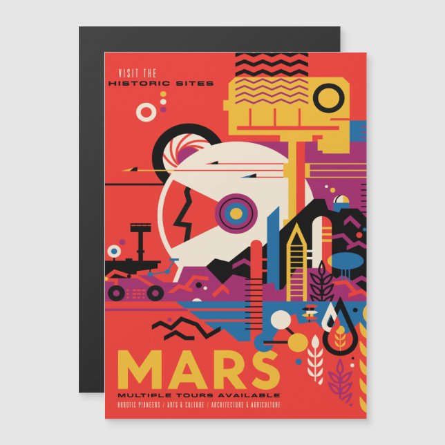 Invitation Magnétique Annonce de voyage Sci-Fi, Planète Mars (Devant / Derrière)