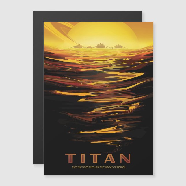 Invitation Magnétique Annonce Voyage Sci-Fi, Moon Titan (Devant / Derrière)