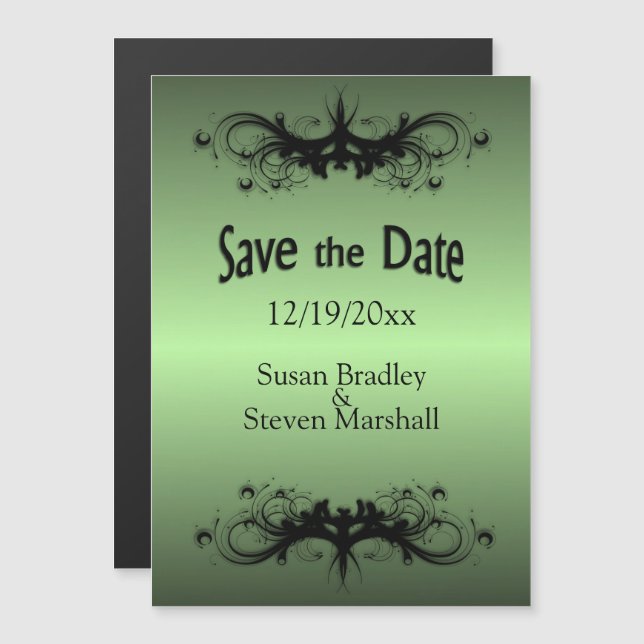 Invitation Magnétique Apple Green Enregistrer la date (Devant / Derrière)