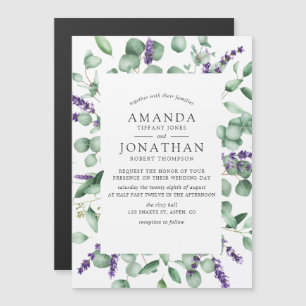 Invitation Magnétique Aquarelle Eucalyptus Lavender Mariage de verdure