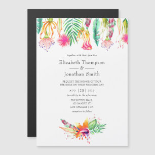Invitation Magnétique Aquarelle Floral Tropical Summer Beach Mariage