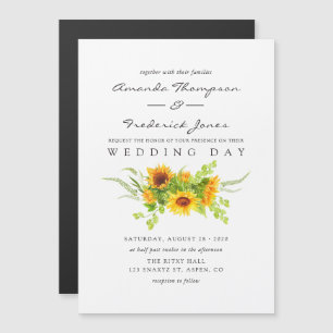 Invitation Magnétique Aquarelle mariage bohème soleil tournesol