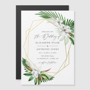 Invitation Magnétique Aquarelle Mariage Géométrique Tropical Végétal