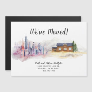 Invitation Magnétique Aquarelle Nous avons déménagé de la ville à la cam