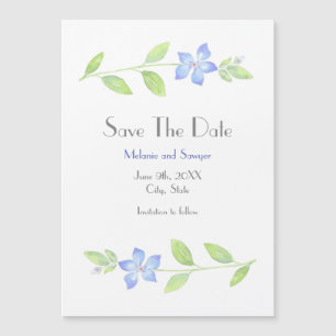 Invitation Magnétique Aquarelle Périwinkle Flower Enregistrer La Date