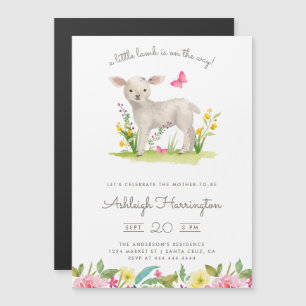 Invitation Magnétique Aquarelle Petit agneau Ressort Baby shower