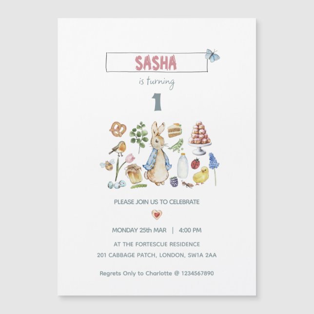 Invitation Magnétique Aquarelle Pierre le lapin (Devant)