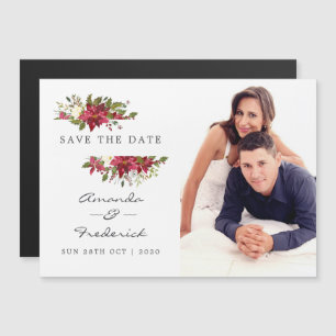 Invitation Magnétique Aquarelle Pointsetias Mariage de Noël