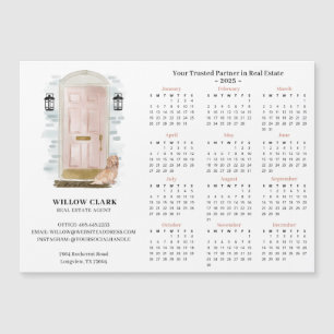 Invitation Magnétique Aquarelle rose Porte Espagnol Calendrier Immobilie