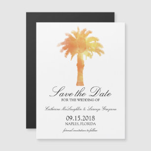 Invitation Magnétique Aquarelle Serene Palm Tree   Enregistrer la date