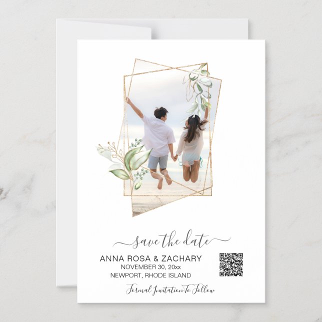 Invitation Magnétique *~* AR6 MARIAGE ENREGISTRER LA DATE QR Gold - Site (Recto)