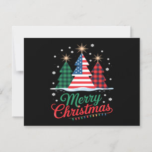 Invitation Magnétique Arbre de Noël Joyeux Drapeau US Santa Essentiel